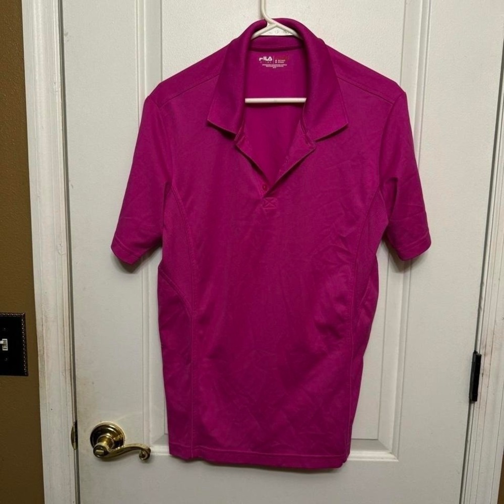 Fila Men's Pink Golf Polo Shirt Size S Breathable Moisture-Wicking